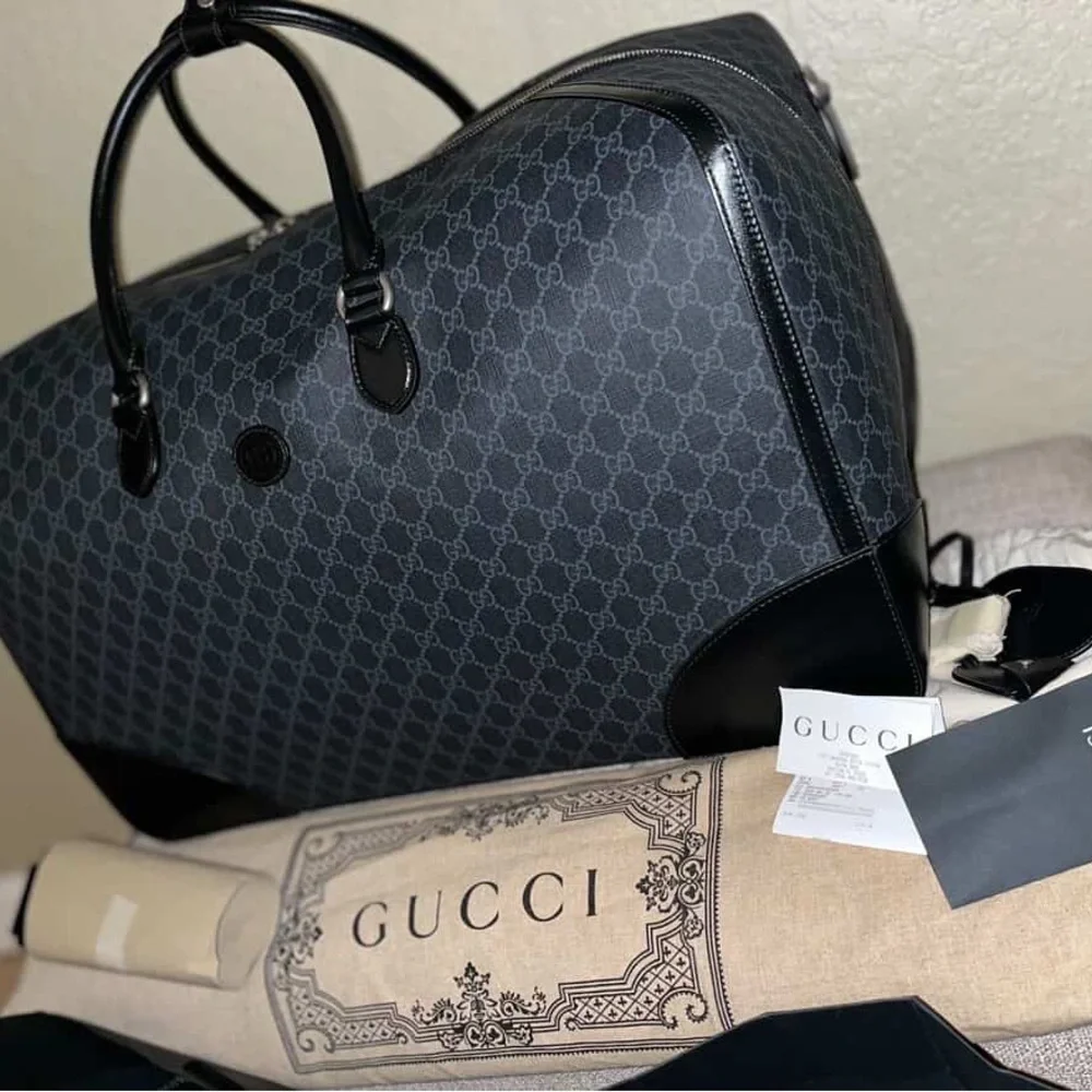 Gucci Black and Gray Monogram Briefcase